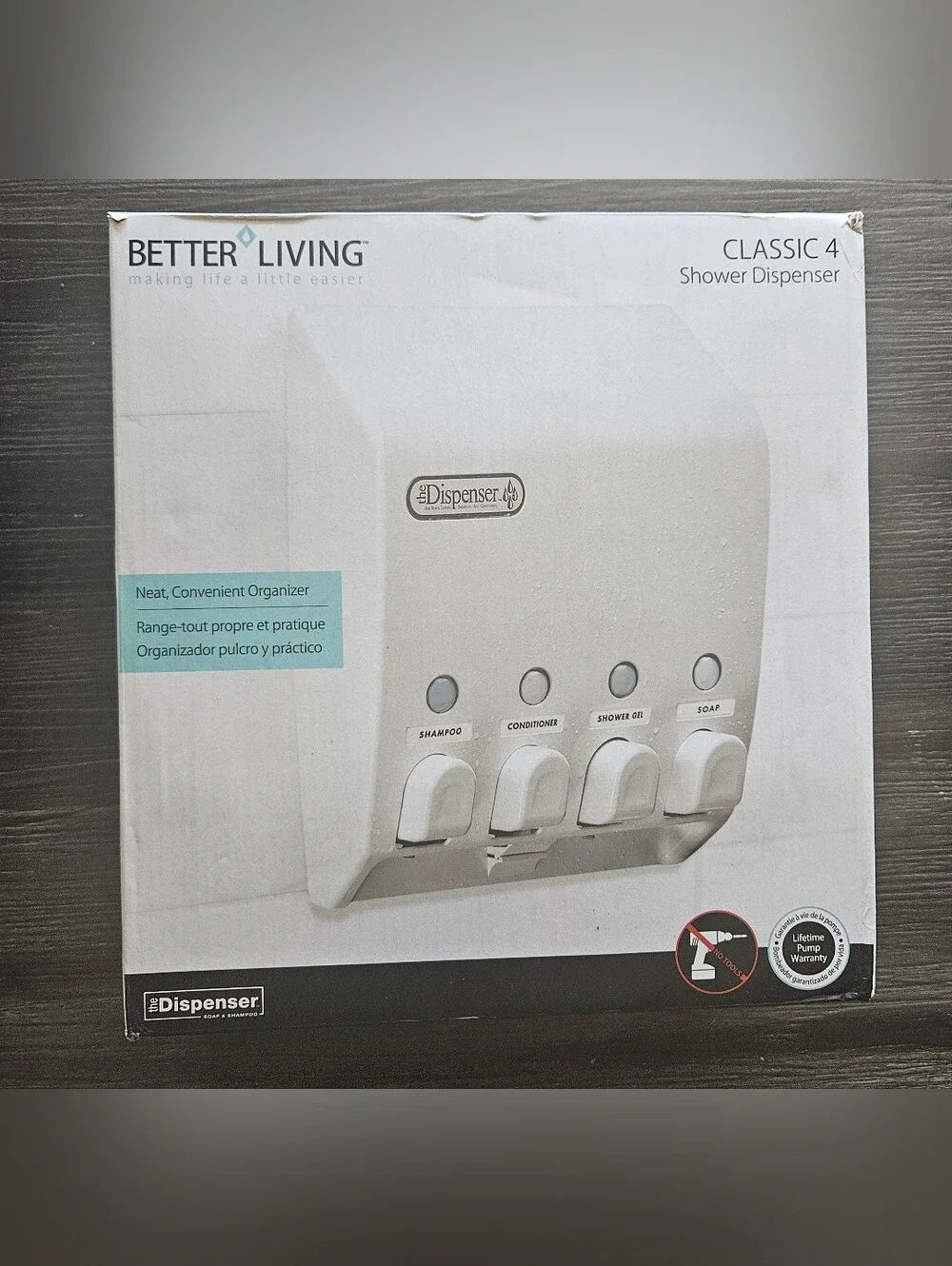 Classic White 4-Chamber Shower Dispenser